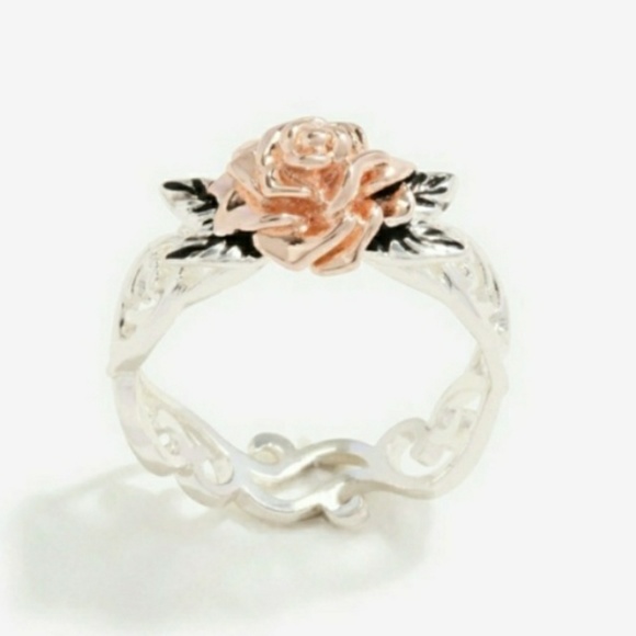 Jewelry - 🎀 925- 14k Rose Gold Rose Ring 
